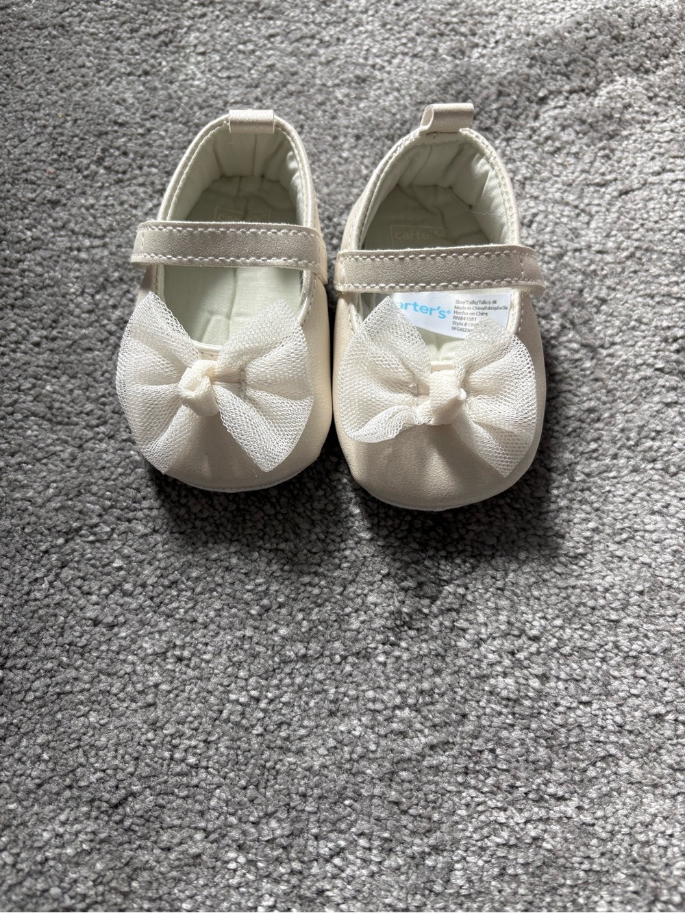 Carter's Cream Bow Mary Jane Baby Shoes